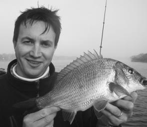 Rhys Smith with a typical Gippsland Lakes bream before release.